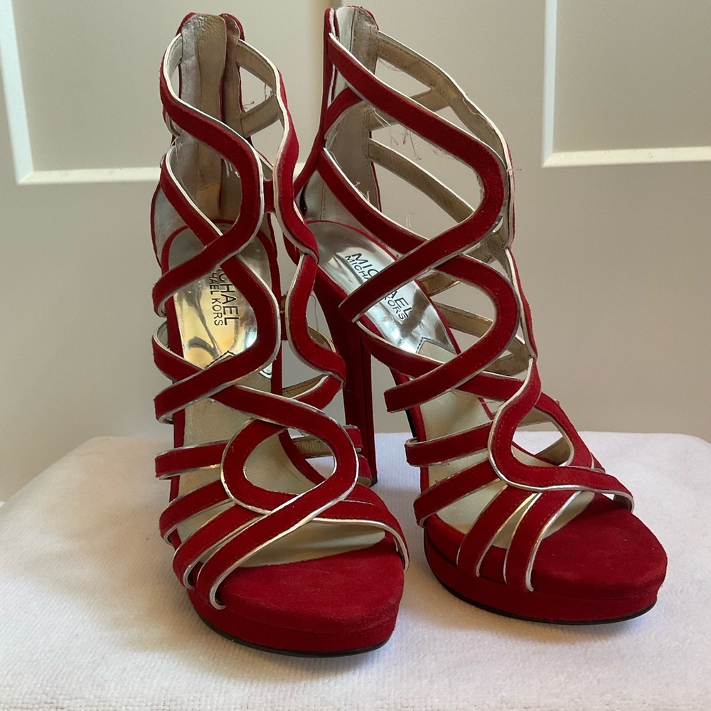 Michael Kors Red and Cream Strappy Heels